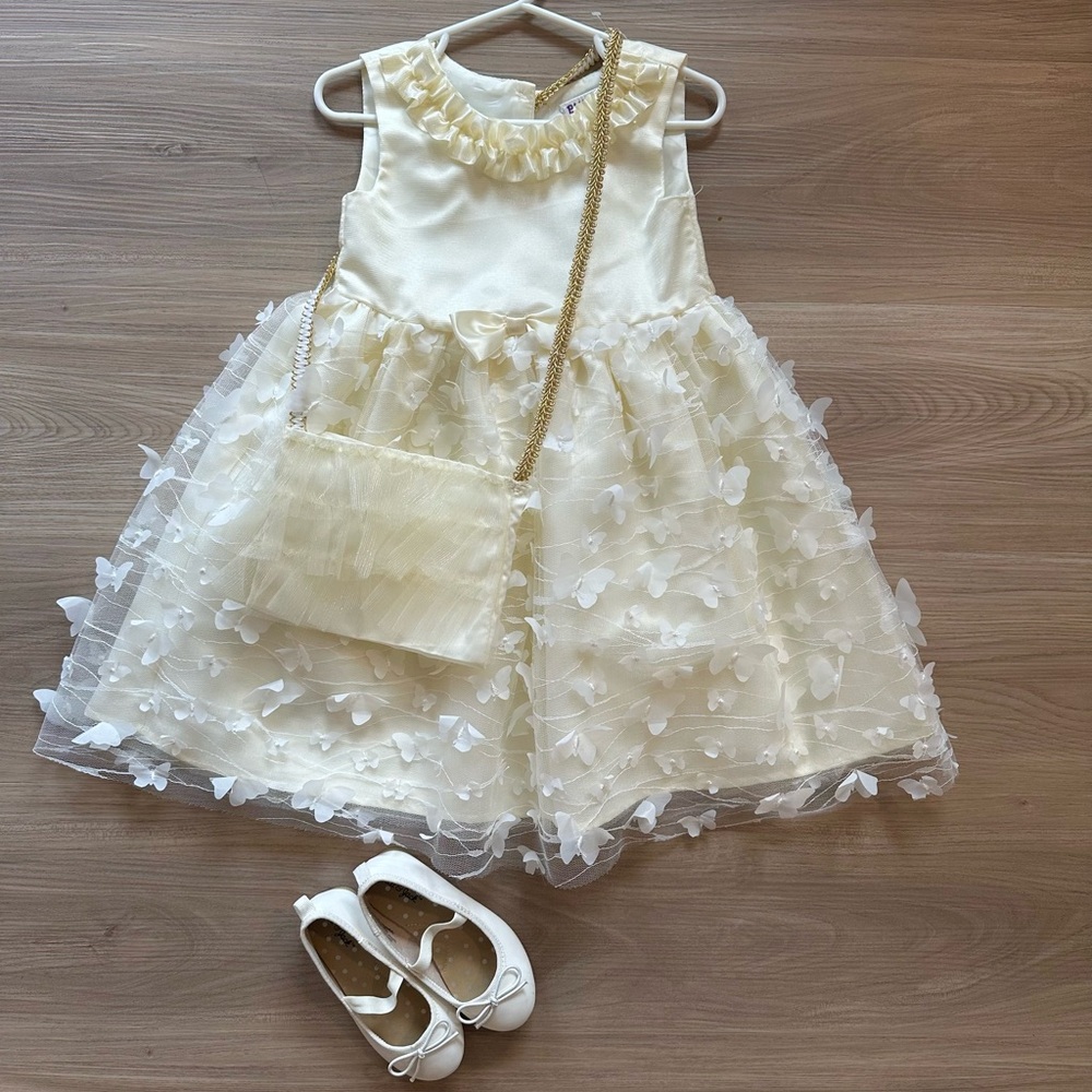 Butterfly Cream Yellow Dress w shoes
